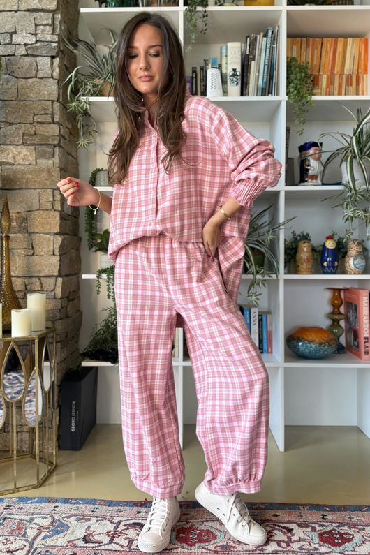 Patrick Plaid Brushed Cotton Demi Bloom Pant Foxglove